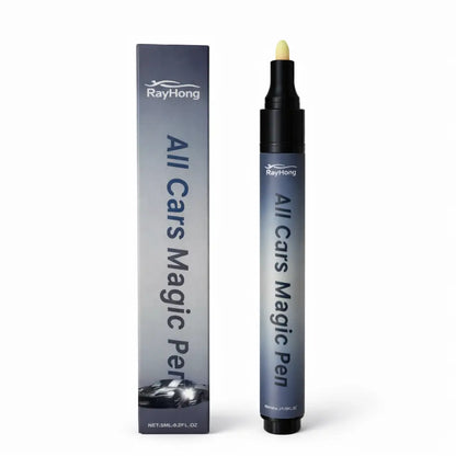 Stylo efface rayures présenté avec sa boîte sur fond blanc